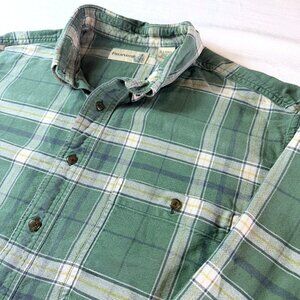 Fieldmaster Men’s XL Green Plaid Button Down Cotton Flannel Shirt